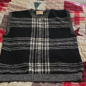 Pendleton Black and White Plaid Sweater Vintage 100% Virgin Wool Sz M